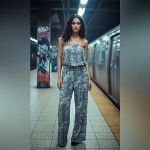 For Cynthia Black and White Long Sleeve Dress